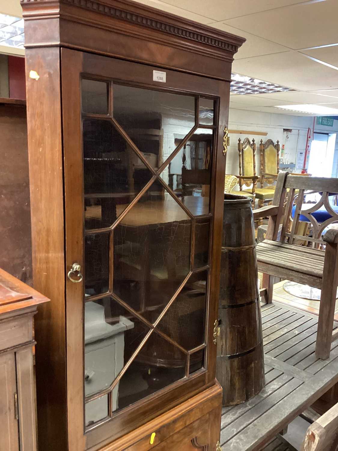 Edwardian mahogany two height corner cabinet