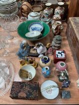 18th century Chinese porcelain saucer, Japanese satsuma vase and other oriental items.