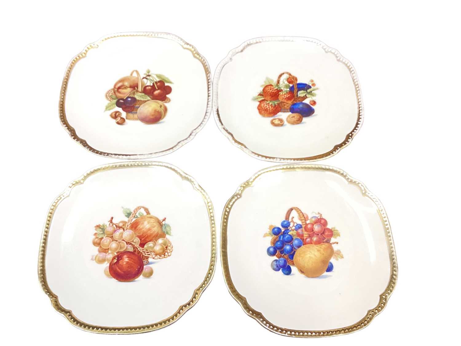 Set of eight German porcelain plates with fruit decoration - Image 2 of 2