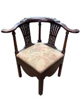 Mid 18th century Chippendale style corner commode chair