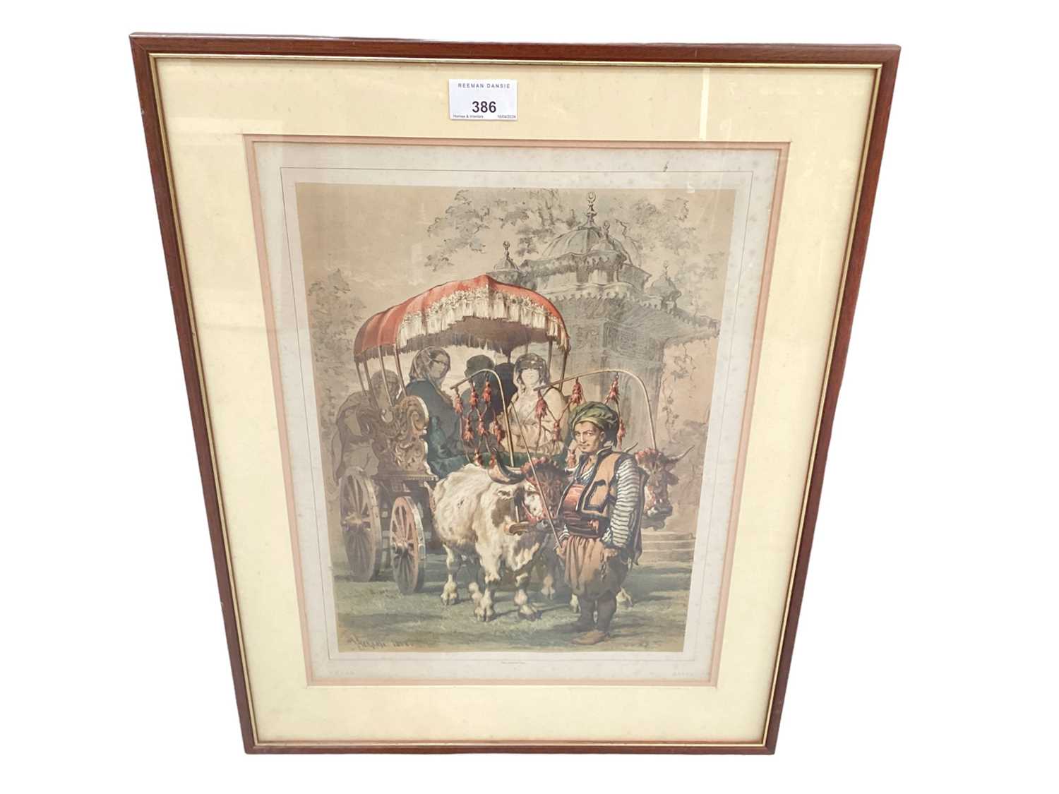 Group of four French coloured lithographs - Orientalist scenes
