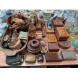 Collection of various treen items to include Chinese carved wood stand, Middle Eastern box and other