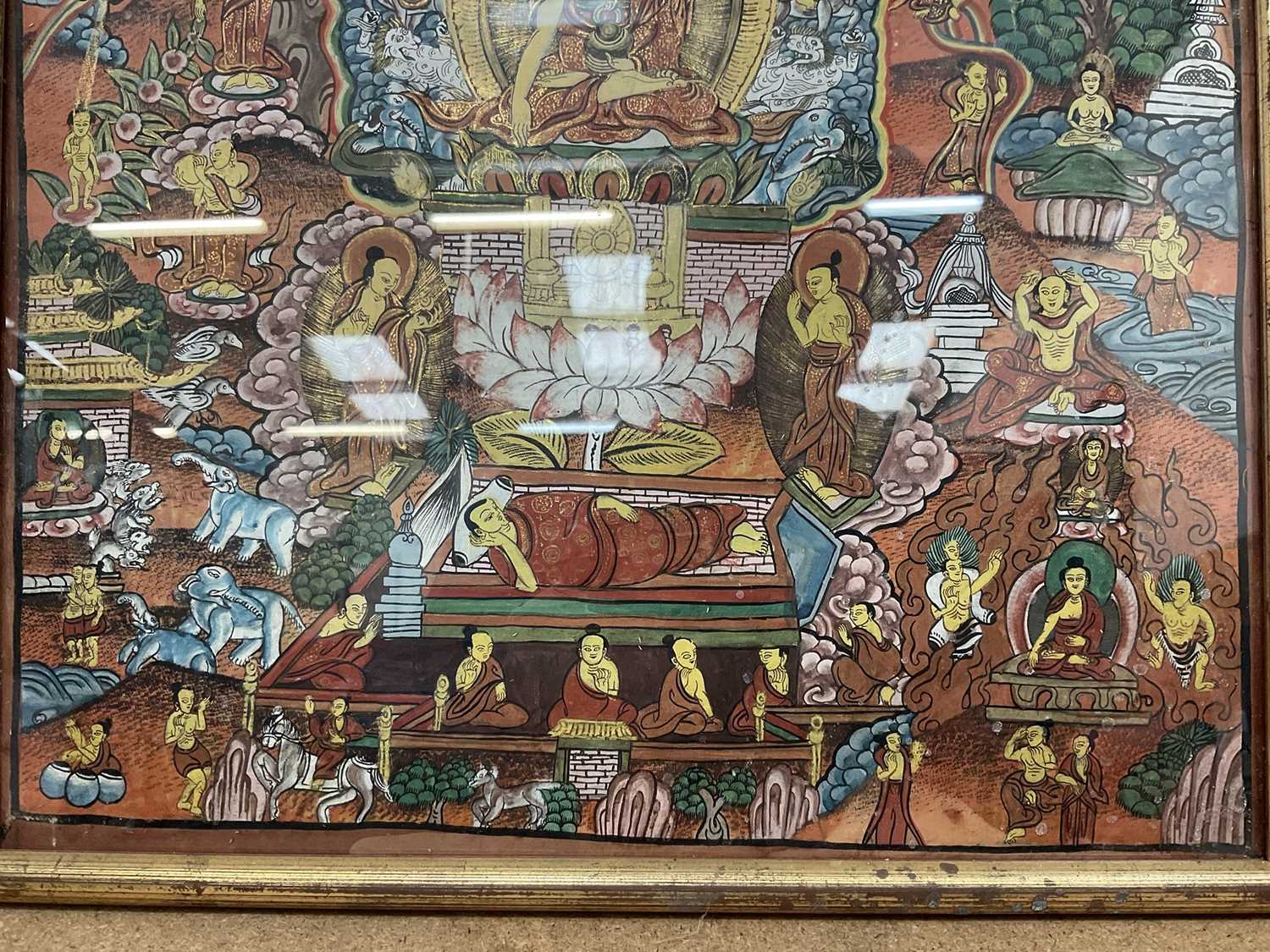 Tibetan thanka painted with deities - Image 4 of 4