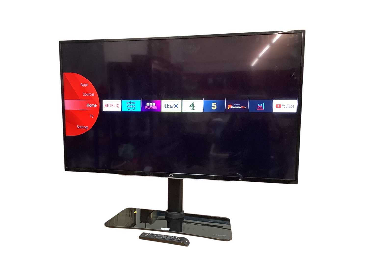 JVC 49" LED Smart 4K HDR television on stand