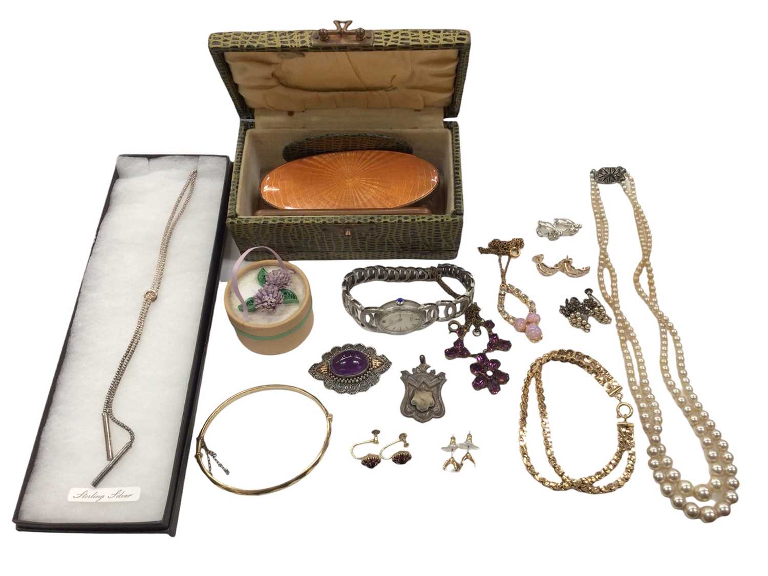 Group of silver and other costume jewellery