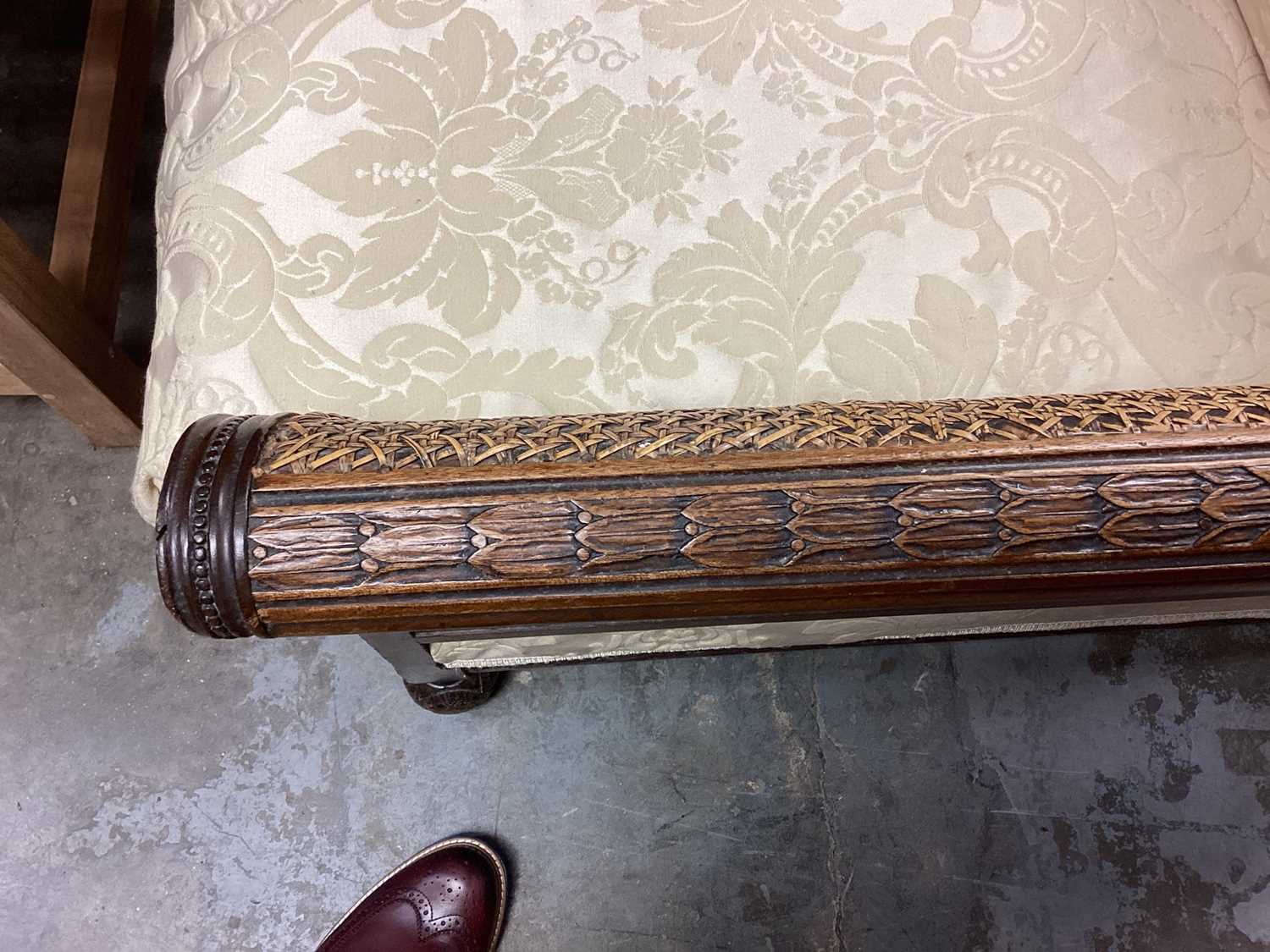 Early 20th century carved and caned bergere armchair - Image 7 of 7