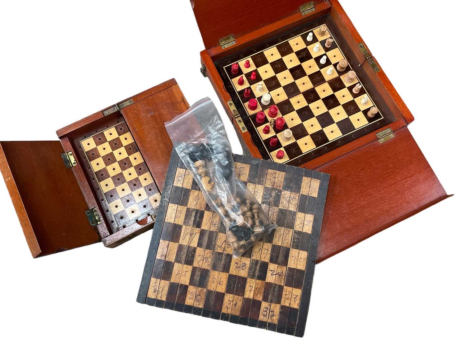 Small collection of travelling chess boards