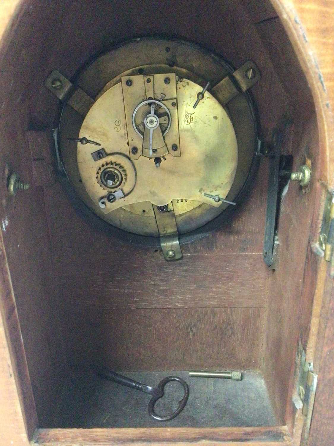 19th century mahogany and brass inlaid lancet shaped bracket clock - Image 6 of 6