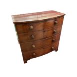 Victorian mahogany bowfront chest of two short over three long graduated drawers on bracket feet, 98