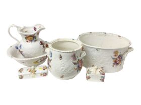 Early 19th century Welsh porcelain jug and basin and other related pieces, Coalport or Swansea