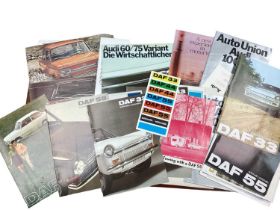 Collection of 1960s and 70s European car sales brochures, price lists and related ephemera, to inclu