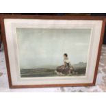 Sir William Russell Flint signed print of a seated women, in glazed frame