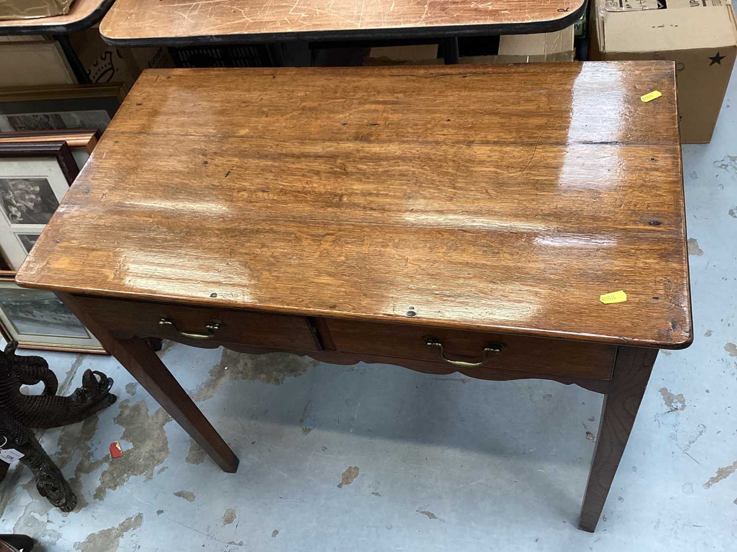 George III oak and elm two drawer side table - Image 3 of 3