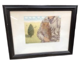 Trevor Price, signed print - A bird in the hand (part two) - 25.5cm x 19cm