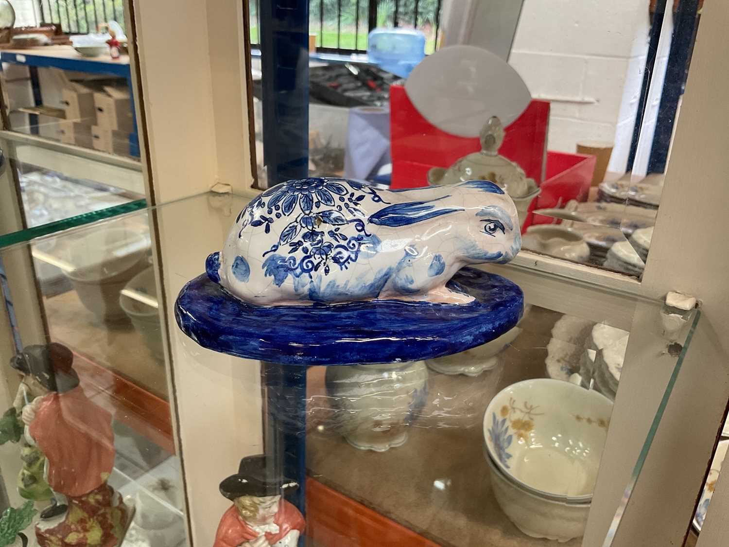 Dutch Delft hare, painted in blue