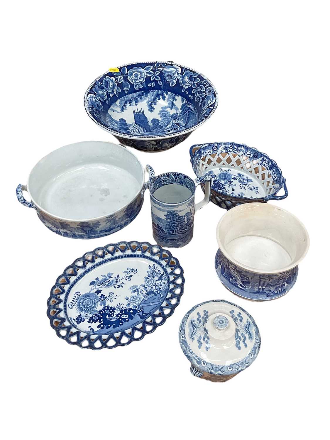 Group of 19th century blue and white transfer printed china