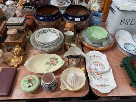 Pair of Royal Doulton stoneware jardineres, Carlton Ware, Poole Pottery and other ceramics.