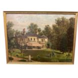 Oil on board country house and two further pictures