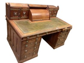 Arts & Crafts gothic oak twin pedestal desk