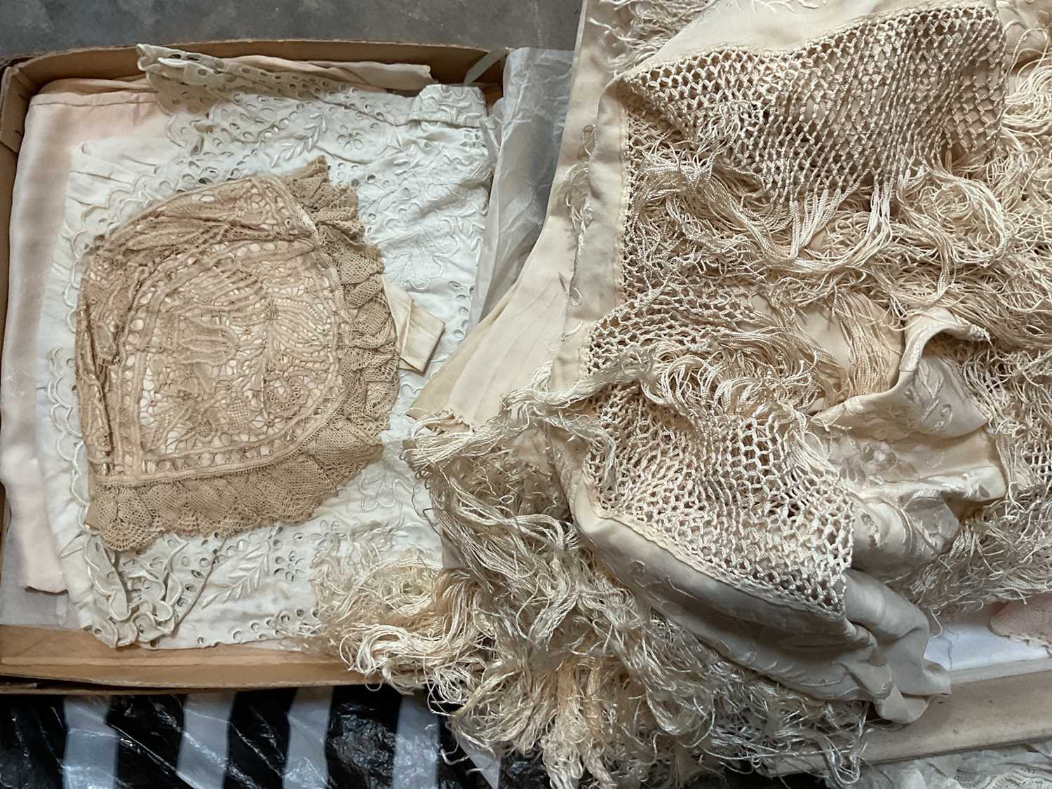 Group of antique textiles including Christening outfit - Image 2 of 3