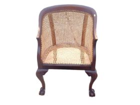 1920s bergere arm chair on cabriole legs with claw and ball feet