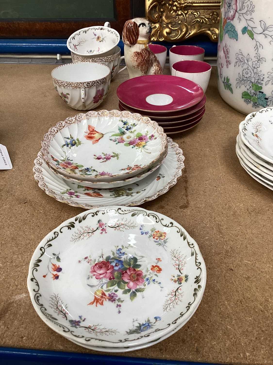 Dresden teaware, Victorian slop pail and decorated china (qty)