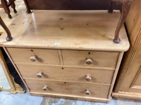 Victorian pine chest of two short and two long drawers on platform base 96 x 53 x 80 high