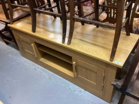 Modern oak coffee table, tv unit, and three side tables