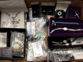 Quantity of Gems TV silver gem set jewellery and wristwatches, mostly as new with certificates