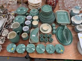 Group of Denby green stoneware dinner and table ware.
