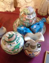 A quantity of Chinese and other ceramics including famille rose decorated ginger jar, plates, etc.