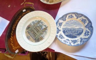 Three Johnson Brothers transfer printed plates in the 'Old Britain Castles' pattern and an Adams