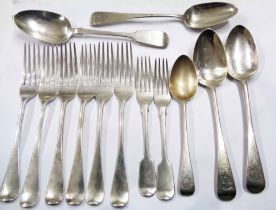 A quantity of Victorian Chawner & Co. (George Adams) silver cutlery - various dates, all bearing '