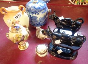 A quantity of assorted ceramics including Aynsley fruit decorated lidded vase, Copeland Spode