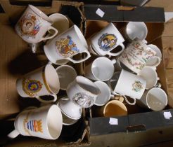 Two boxes containing a quantity of Royal commemorative mugs