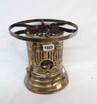 A silver plated spirit heater stand a/f