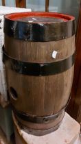 A 35cm diameter vintage coopered barrel