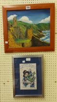 A. Holloway: a framed oil on board entitled 'Botallack Tin Mines' - signed - sold with a framed