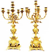 A pair of mid 20th Century decorative six branch candelabra with Rococo decoration
