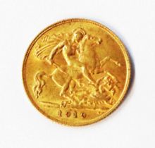 A 1910 Edward VII gold Half Sovereign