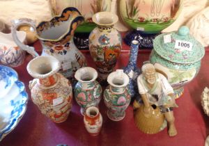 A quantity of Chinese and other ceramics including enamel decorated lidded jar, etc.