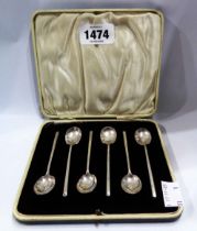 A cased set of six silver coffee spoons by William Hutton & Sons - Sheffield 1930