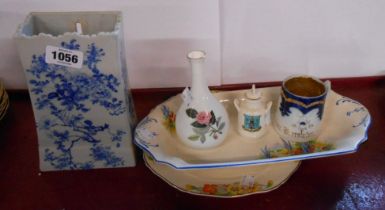 A small quantity of assorted ceramic items including Japanese porcelain wall vase, etc.