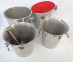 Three chrome plated ice buckets - sold with an aluminium similar branded for G.H. Mumm Champagne
