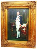 An ornate gilt framed reproduction oil on canvas portrait of Napoleon Bonaparte - 89cm X 59cm