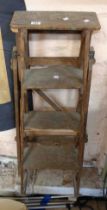 An early 20th Century wooden stepladder - for decorative use only