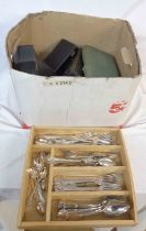 A cutlery tray containing mostly matching silver plated cutlery - sold with a quantity of empty