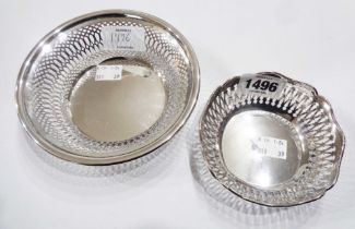 Two Chester silver bon bon dishes, both with pierced decoration to sides