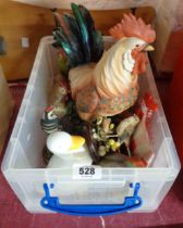 A small crate containing a small quantity of resin and other bird figurines including Country