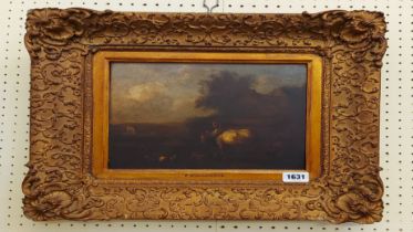 Philips Wouwerman (follower of): an ornate gilt gesso framed antique Flemish School oil on panel